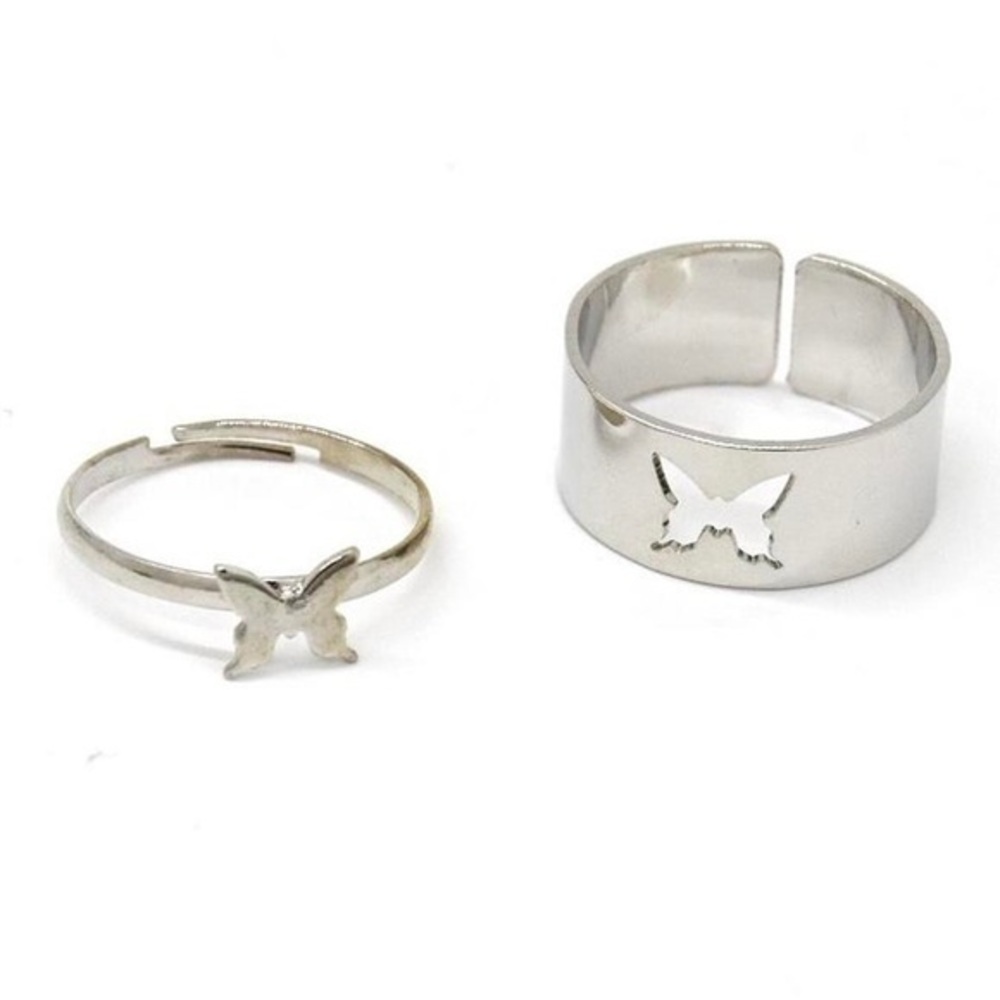 Matching Silver Butterfly Rings